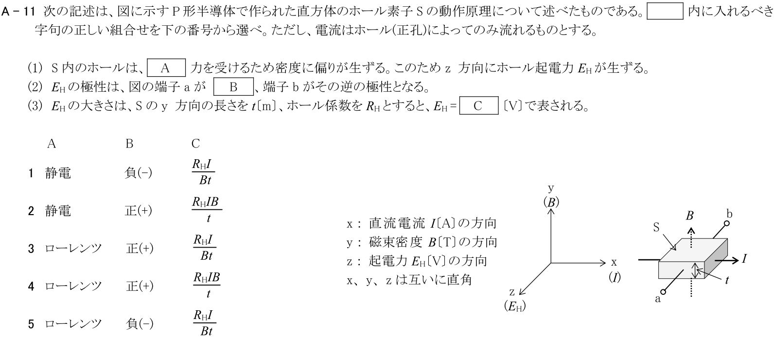 一陸技基礎令和3年01月期第1回A11